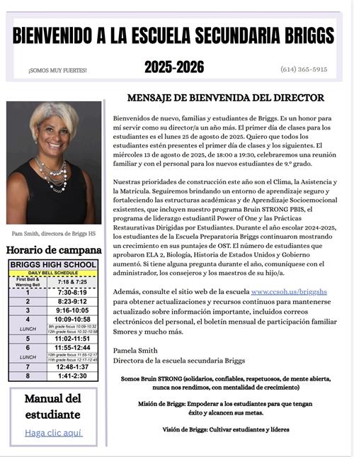 25-26 Principal Welcome Letter (Spanish)